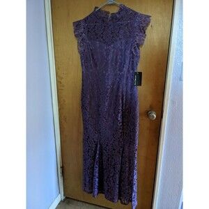 En Focus Studio NWT Purple Lace Cut Out Mermaid Maxi Wedding Guest Dress Size 12